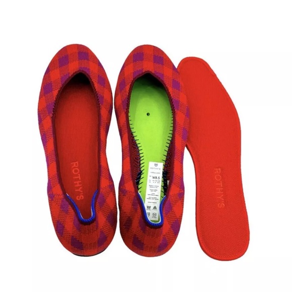 ROTHY’s The Pomegranate Gingham Flats Square Toe Women's Size 11.5 - Picture 6 of 6